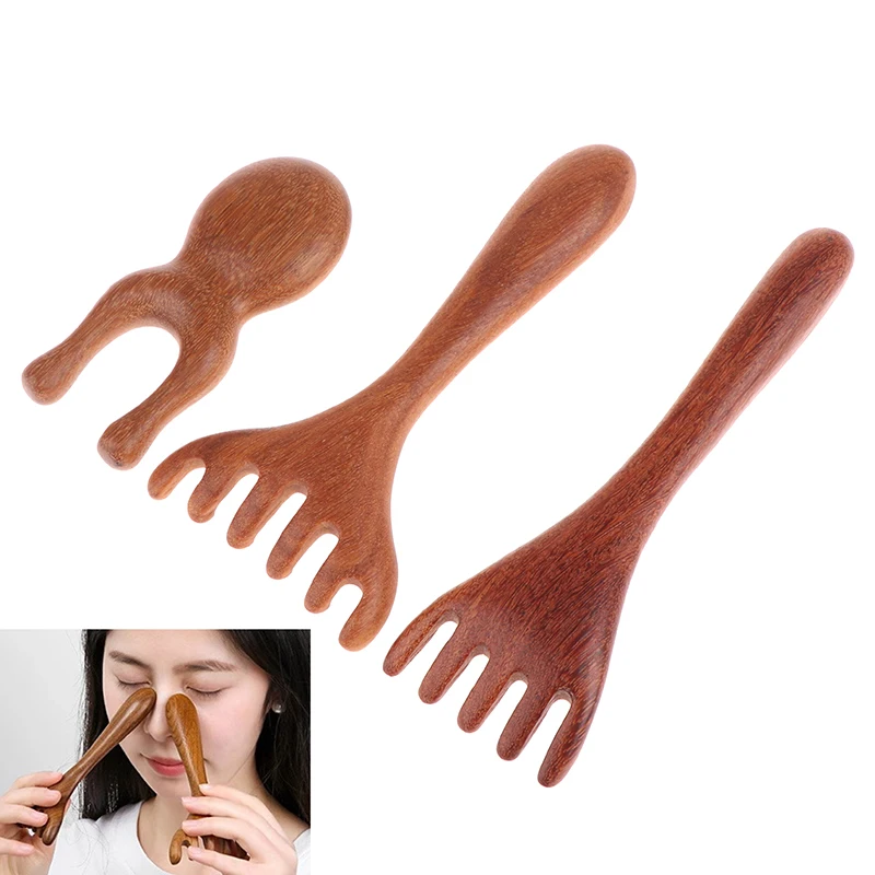 3Pcs Natural Golden Sandalwood Five-Claw Scalp Massager Gua Sha Tool Back Scratcher Spa Handheld Meridian Massage Comb Hair Care