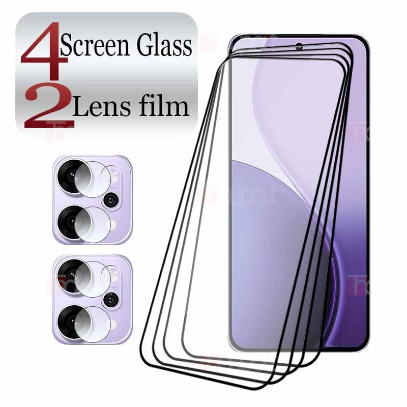 4 + 2 حزمة من الزجاج المقسى بالغراء الكامل لهاتف OPPO Reno 14 Pro واقي شاشة 9H شفاف مضاد للخدش + طبقة كاميرا من الألياف الناعمة #1