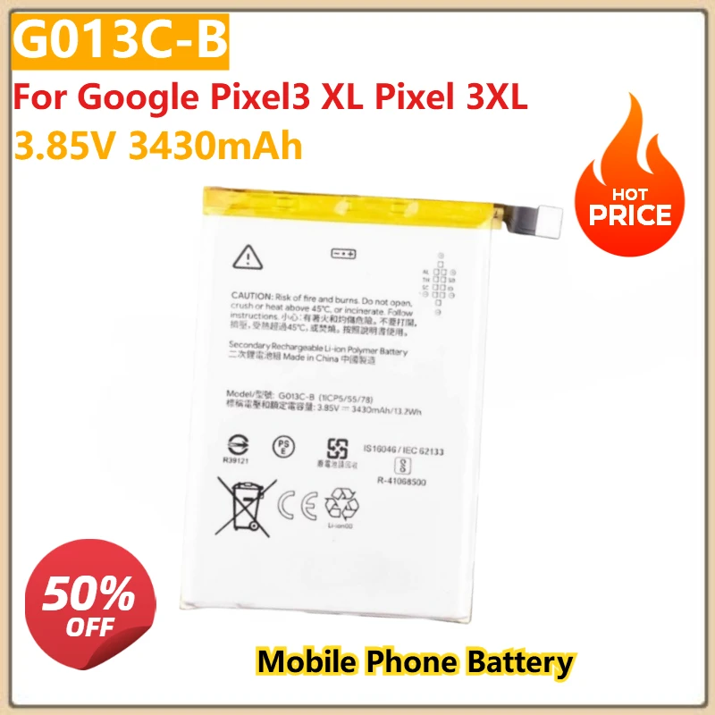 For Google Pixel3 XL Pixel 3XL Replacement Mobile Phone Battery G013C-B 3.85V 3430mAh