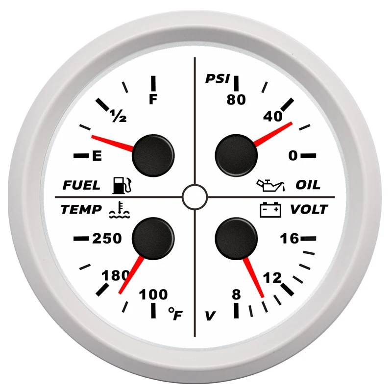 

Auto 52mm 0-80Psi Oil Pressure Meters Marine Fuel Level Gauges 0-190ohm 240-33ohm 8-16v Voltmeters Red Backlight for Car Ship