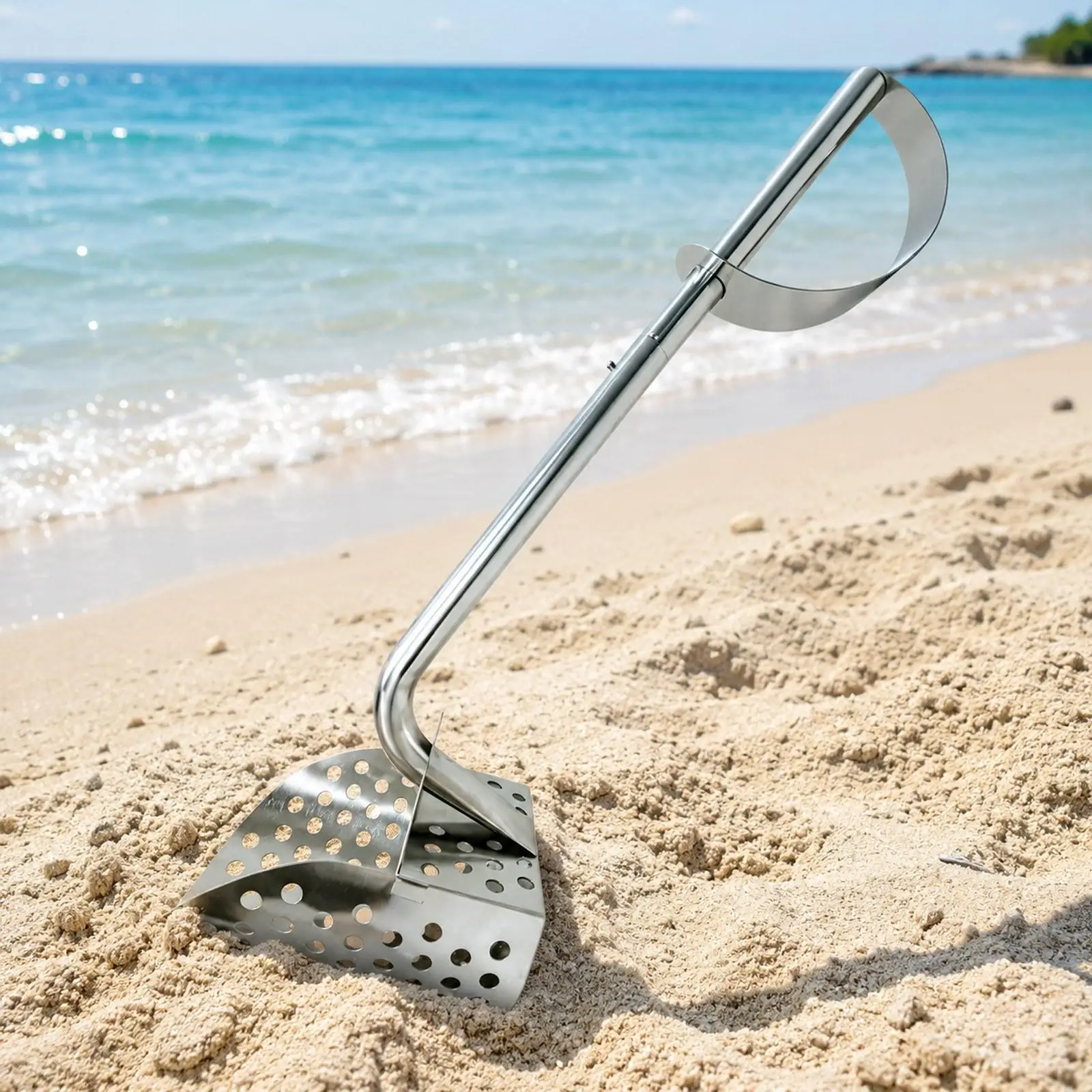 Sand Sift Rake Handheld with Wide Drain for Fishing Yard Gardening