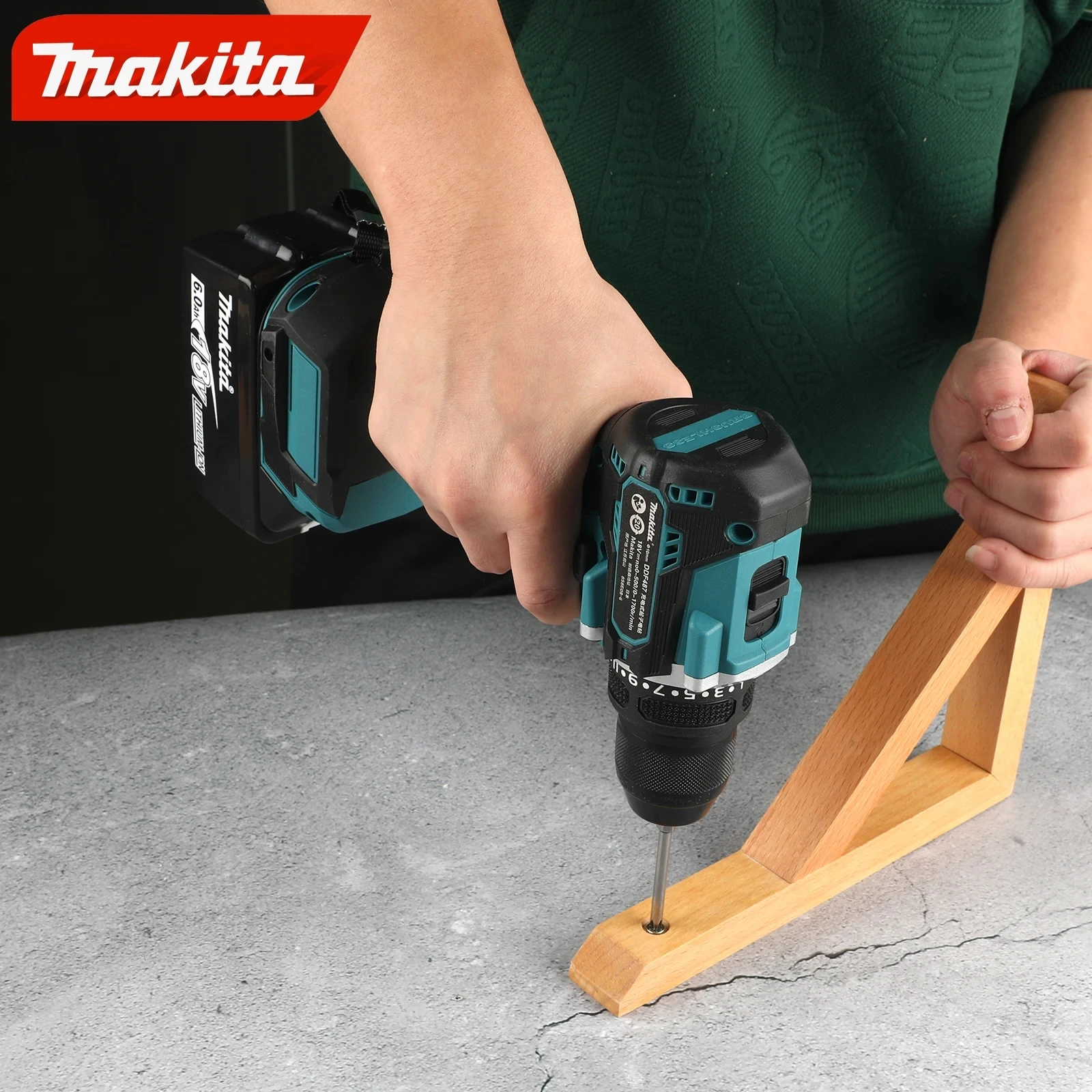 Makita 18V no battery DDF487 10mm brushless electric drill, suitable for five-rope impact drill of decoration team uses Suitable