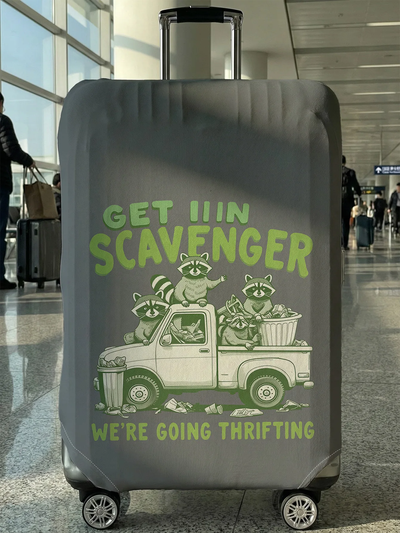 

Fun Raccoon Printed Luggage Protective Cover, suitable for 18-32 inch luggage cases, luggage handle gloves, travel accessories
