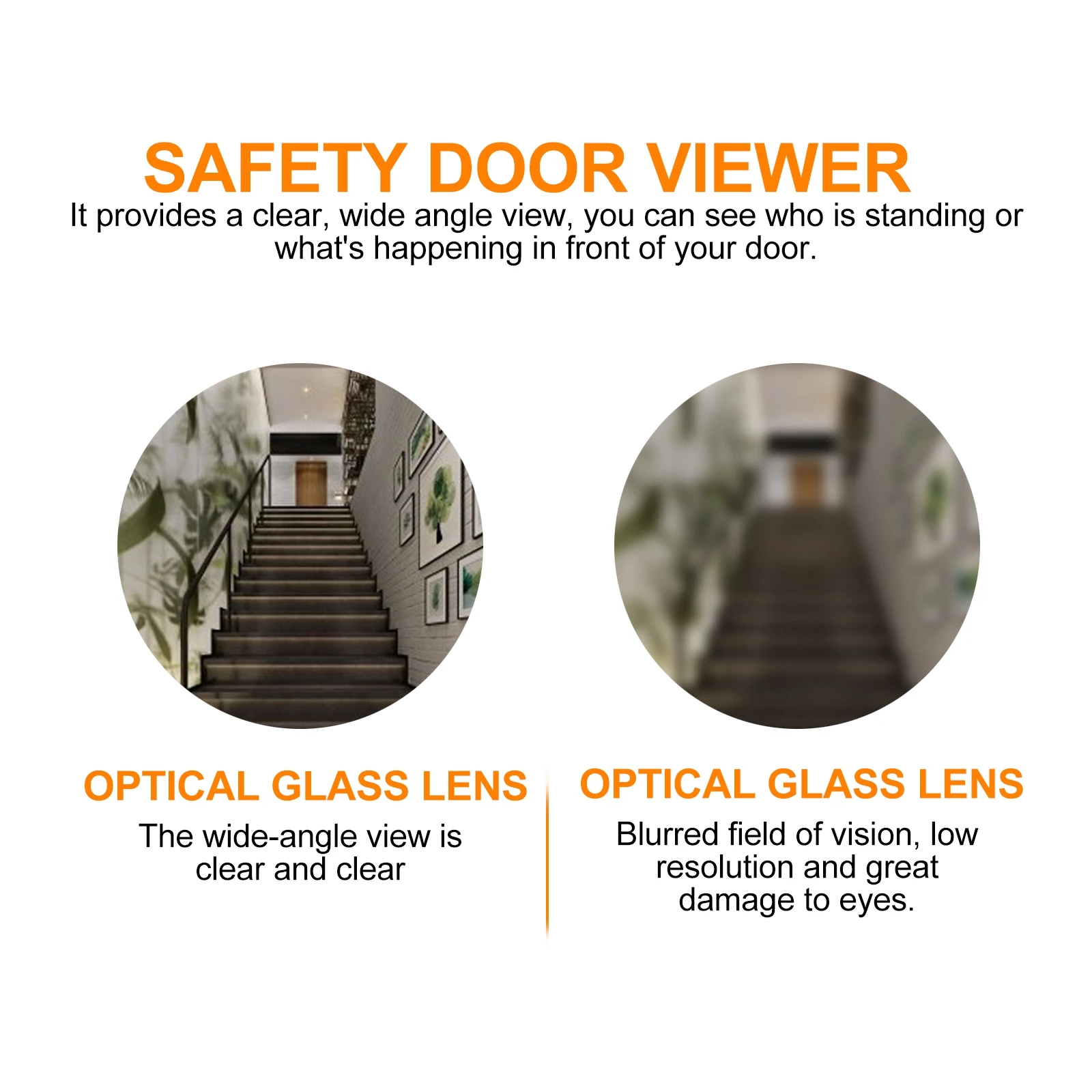 

220-Degree Wide Angle Anti-Theft Viewer Clear Glass Lens Security Peephole Zinc Alloy Home Hotel Office Store Eye Privacy Cover
