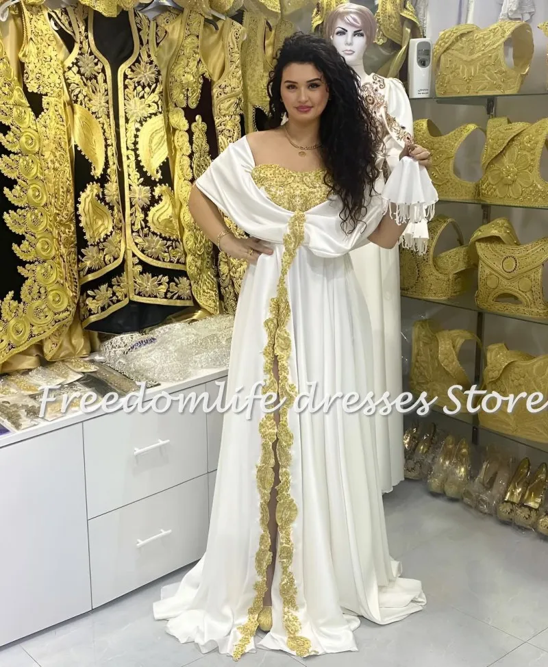 Elegant Albanian Evening Dresses Off Shoulder Lace Applique Traditional Kosovo Wedding Party Gown Beaded Women Caftan Customized