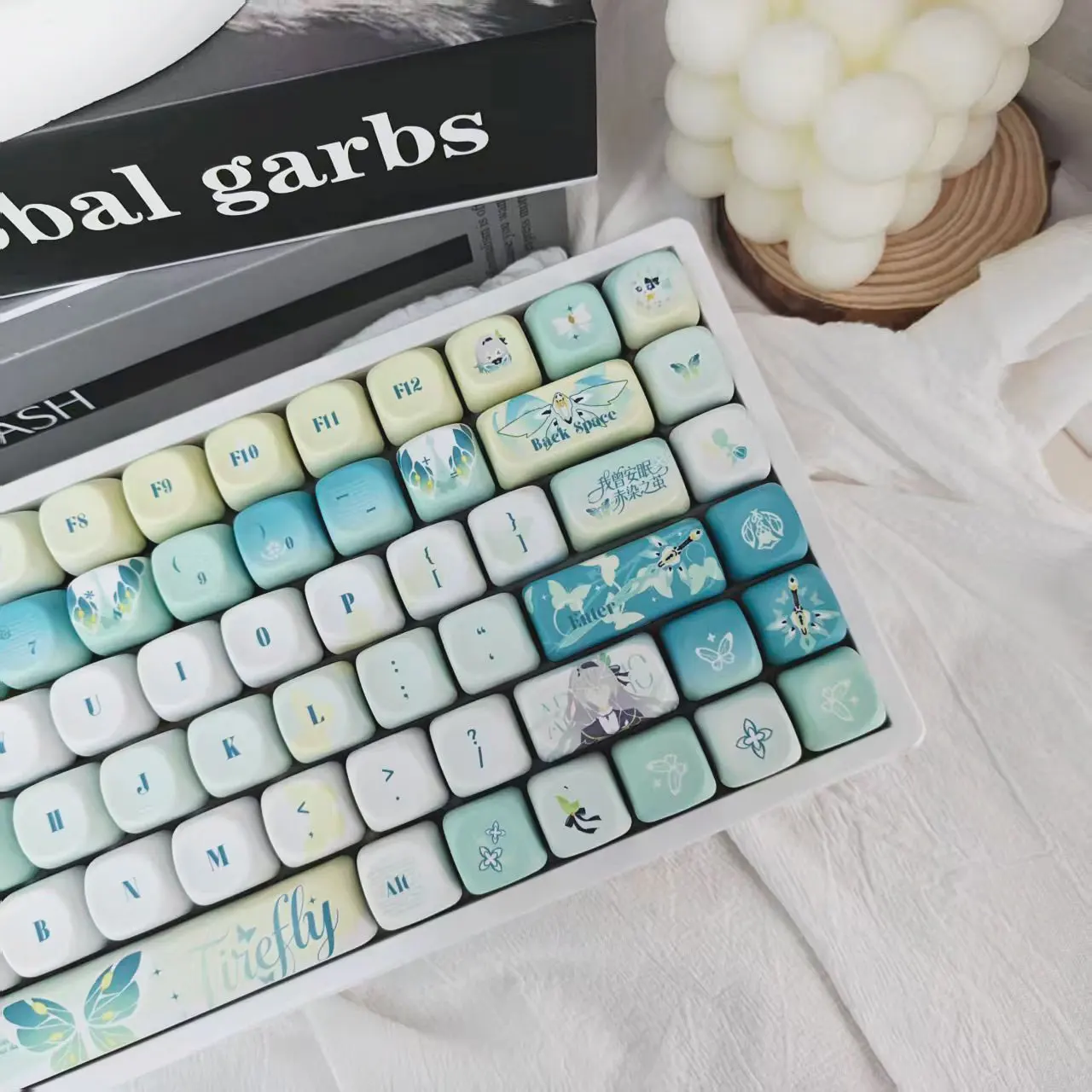 Firefly Keycaps 120+Keys Honkai Star Rail PBT Dye-Sub Backlit Keycaps Anime Cartoon Key Caps for ANSI Made68 Mad68 Wooting 60