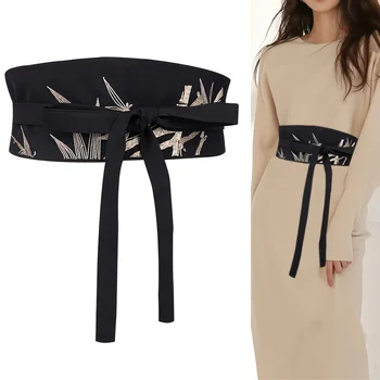 Cintura Obi da donna Abito vintage Corsetto Decorazione Cinture a vita larga Cintura decorativa Hanfu per gonna elegante Cinghie esterne in vita