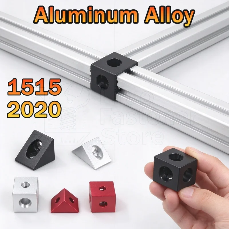 2pcs 1515 2020 Aluminum Block Cube Prism Connector Three Way Connector Wheel Regulator Corner for CNC Mill 3D Printer DIY Parts