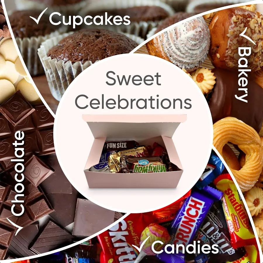 Cajas rosas para galletas, 10 Uds., 1, 2 lb, Mini caja para pasteles, caja de papel plegable para panadería, golosinas caseras, dulces, pastelería, pastel, magdalenas