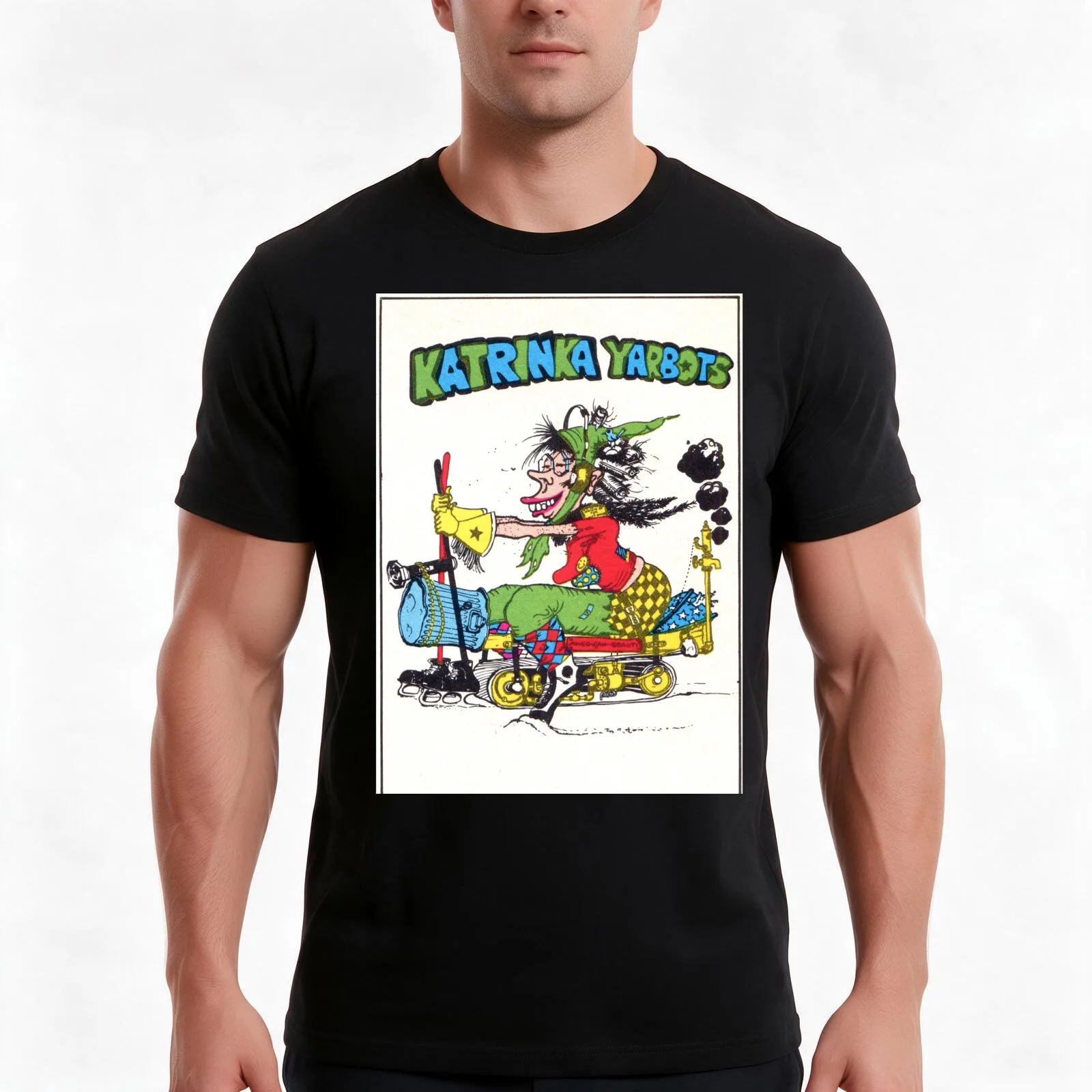 SNOW Sports Magazine Snowmobile 1971 Art Print Katrinka Yarbots T-Shirt, Summer Casual Cotton Tee, Oversized Streetwear Tops