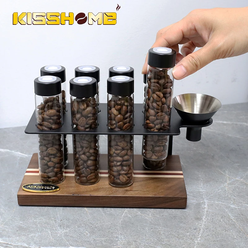 AliKisscafe Coffee Beans Storage Container Display Rack Single Dose Glass Tube Spice Tea Containers Espresso Barista Accessories