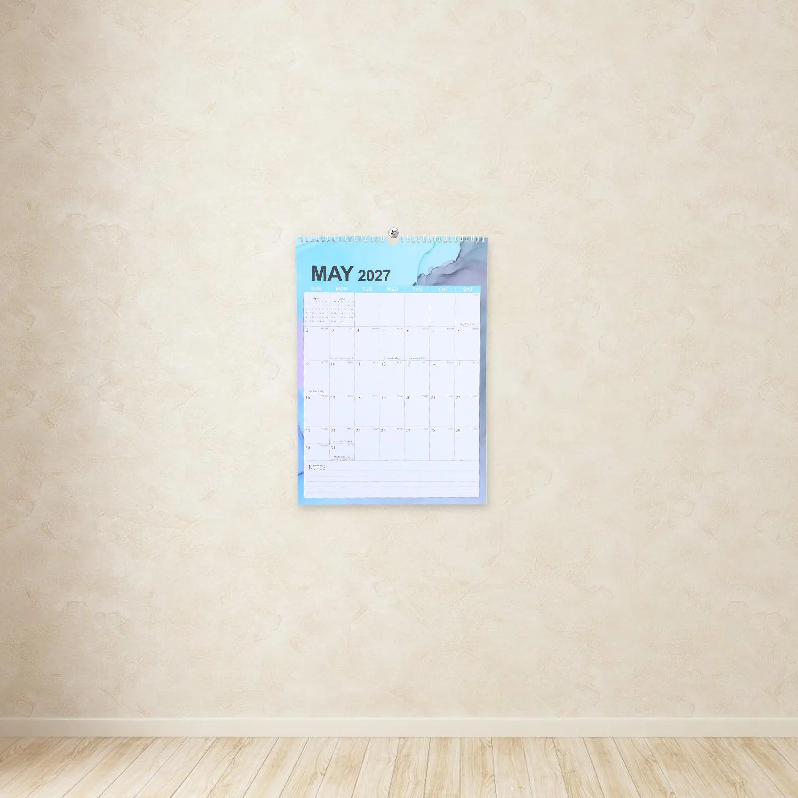 

Настенный календарь на 2026 год, 18 месяцев, на спирали, английский, вертикальное расположение, крупный шрифт, международные праздники, для дома и офиса