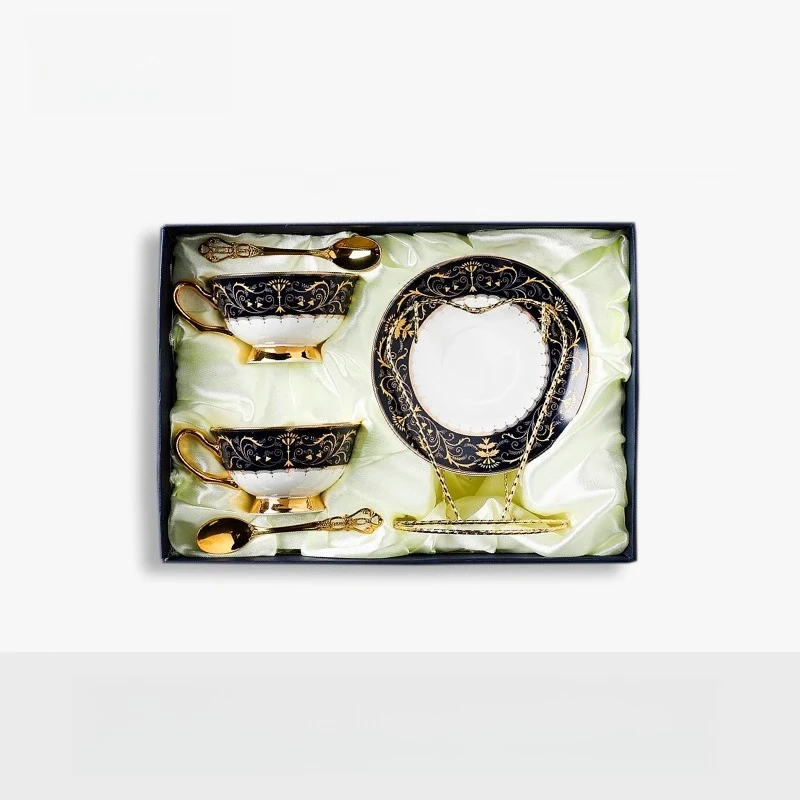 

European Bone China Coffee Cup and Dish Set, Retro Afternoon Tea Set, Fashionable Gift Box for Tea Set