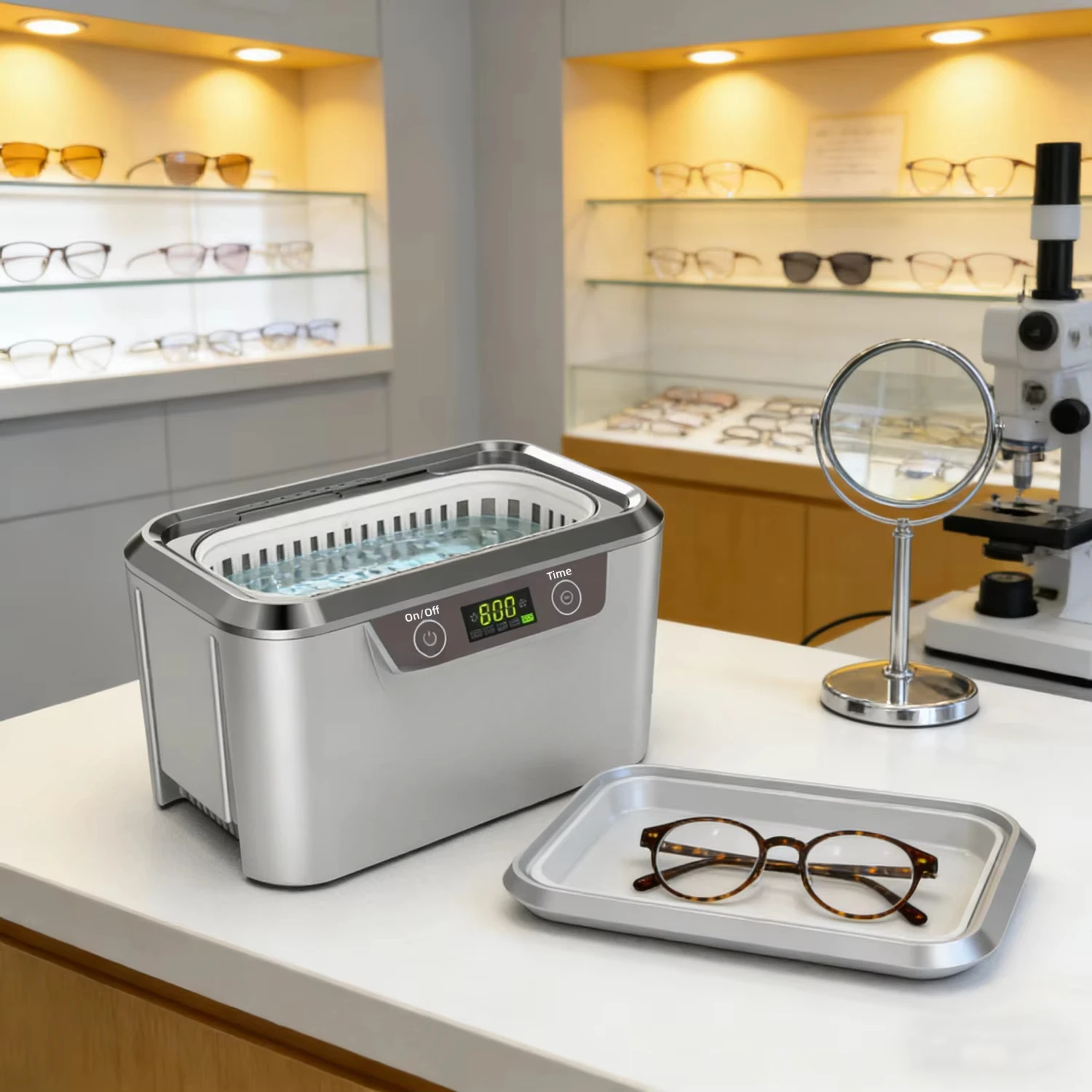 Ultrasonic Cleaner for Eyeglass Repair Service Deep Cleaning Hinges Screws and Frames