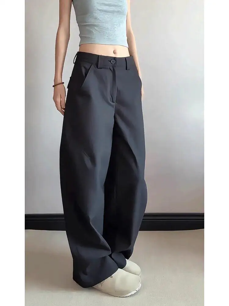 Black Straight Leg Suit Pants Men's Casual Drapey Lightweight Trousers CleanFit Westwear Online Exclusive Youth Summer Fashion