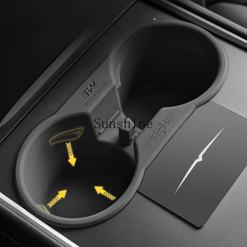 T9Model3/Y central control car water cup holder anti-skid limiter fixed seat silicone coaster slot