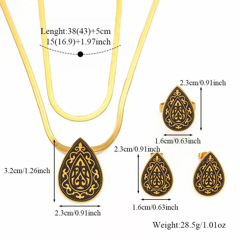 EILIECK 316L Edelstahl Halskette Armband Ohrringe Ring Set Trendiger Kristall Zirkon Perle Wasserdichter Schmuck für Frauen Mädchen – Detail 6