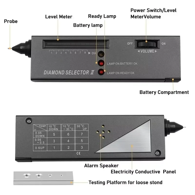 Compact Diamond Test Pen Upgraded Gem Selector LED Indicator Precision High Precision Jewelry Tool Suitable for Jewelry