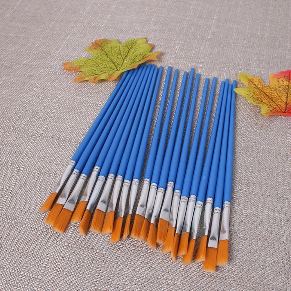 

30pcs Nylon Wool Watercolor Pens Paintbrushes Fine Detail Blue Flat Brushes for Face Painting Art Child Beginner