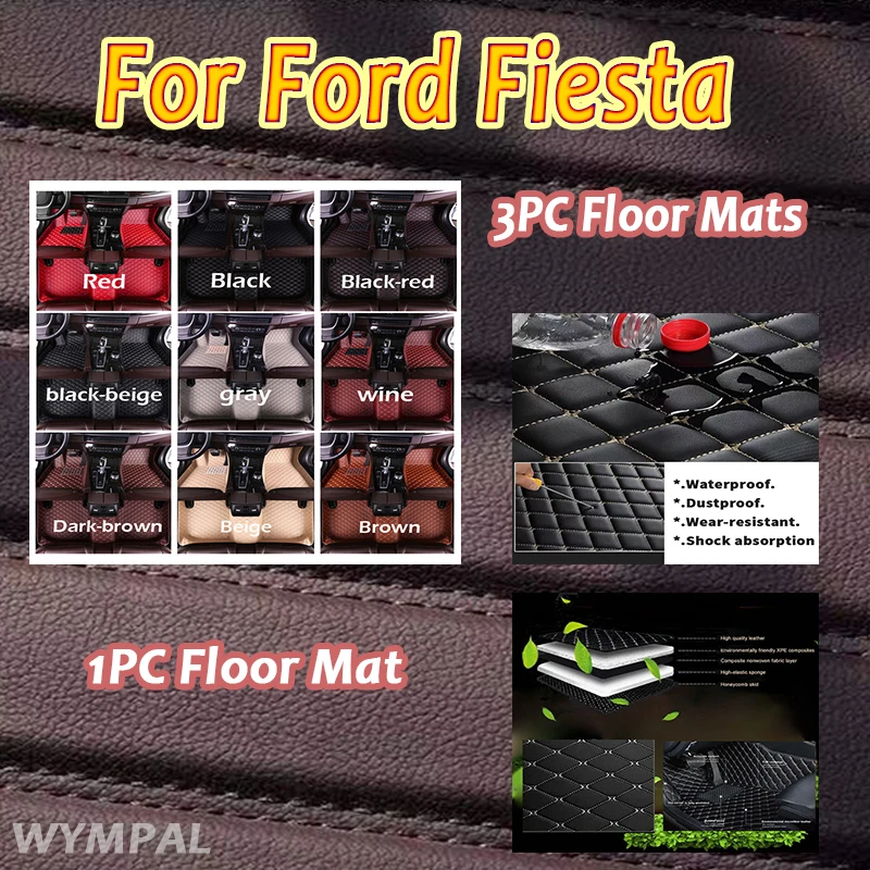 

Luxury Car Floor Mats For Ford Fiesta 2016 2015 2014 2013 2012 2011 2010 2009 2008 Leather Carpets Auto Waterproof Interior Mats