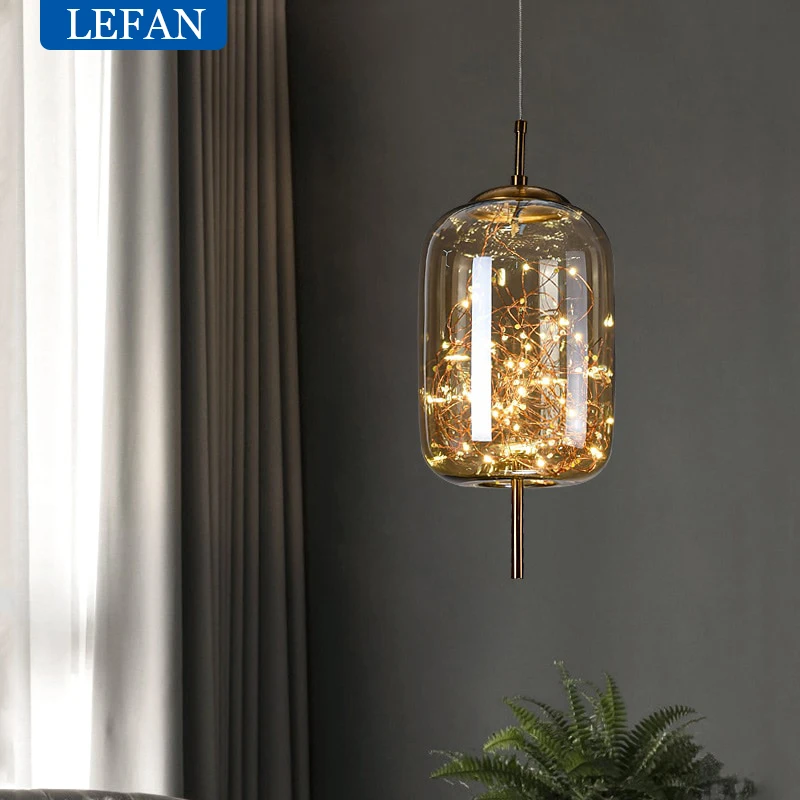 Imagem -03 - Luxo Moderno Nordic Glass Led Pendant Light Sala de Jantar Lâmpada Decoração do Hotel Casa Cozinha Bar Lustre Gold Chandelier