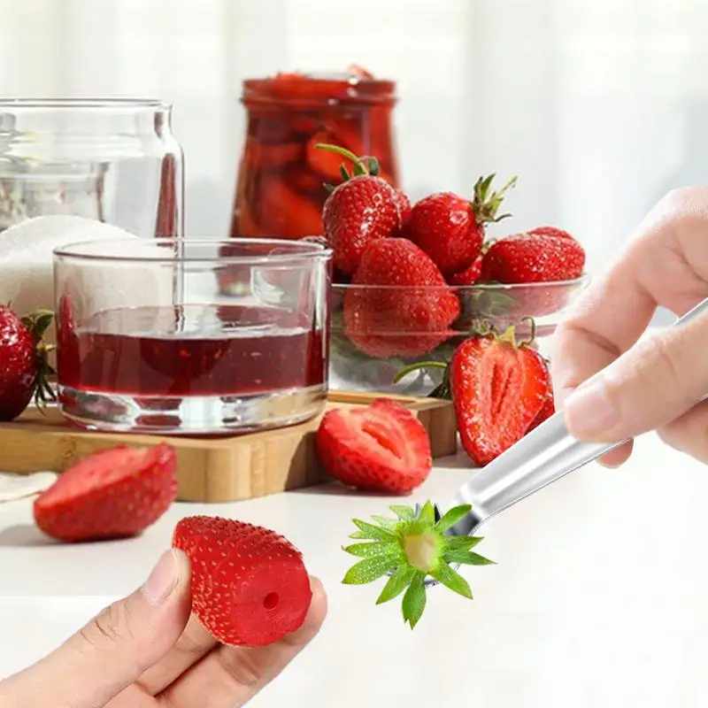 Strawberry Stem Remover Tool Strawberry Stainless Steel Corer Remover Tool Portable Tomato Top Stem Remover Tool Ergonomic view 2