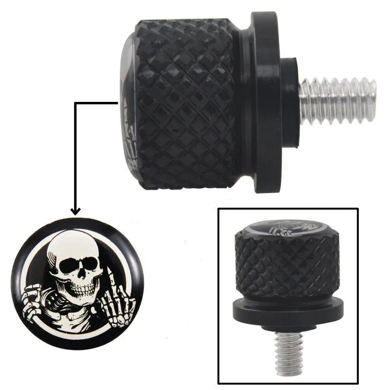 1x Motorcycle Rear Fender Seat Bolt Tab Screw Mount Knob Cover Aluminum Alloy Black 1/4-20 Thread For Harley 1996-LATTER Models