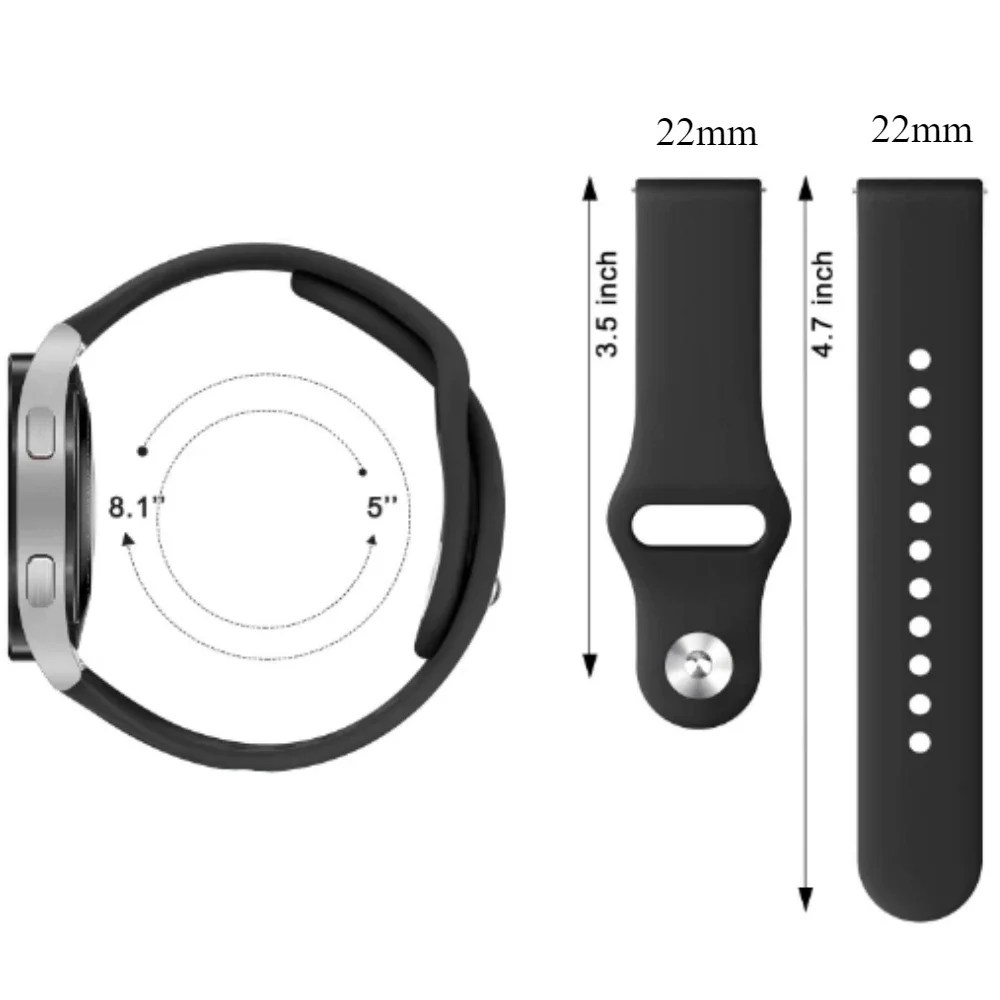 22mm 20mm Silicone Strap for Redmi Watch 5 Lite/Active Sports Replaceable Bracelet Watchband Correa for Amazfit Active 2/GTS 4 3