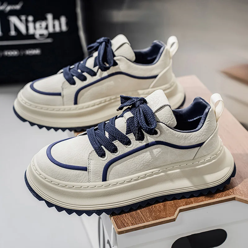 

Мужские повседневные кожаные кроссовки: дышащие, легкие, спортивные, весна-осень, новые, на платформе, для активного отдыха