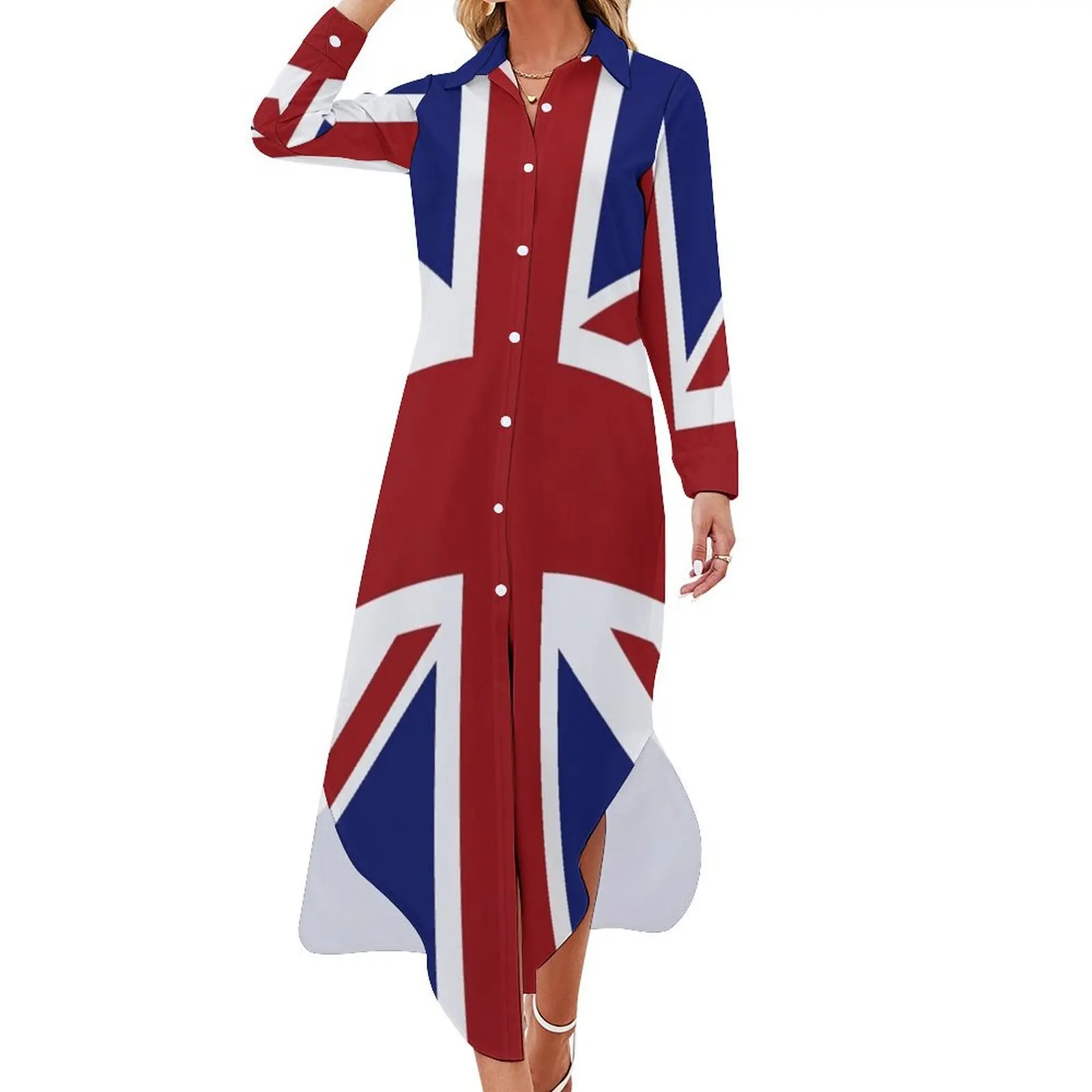 

UK flag Long Sleeved Shirt Dress Woman's evening dress dresses for special events dress party evening elegant luxury celebrity