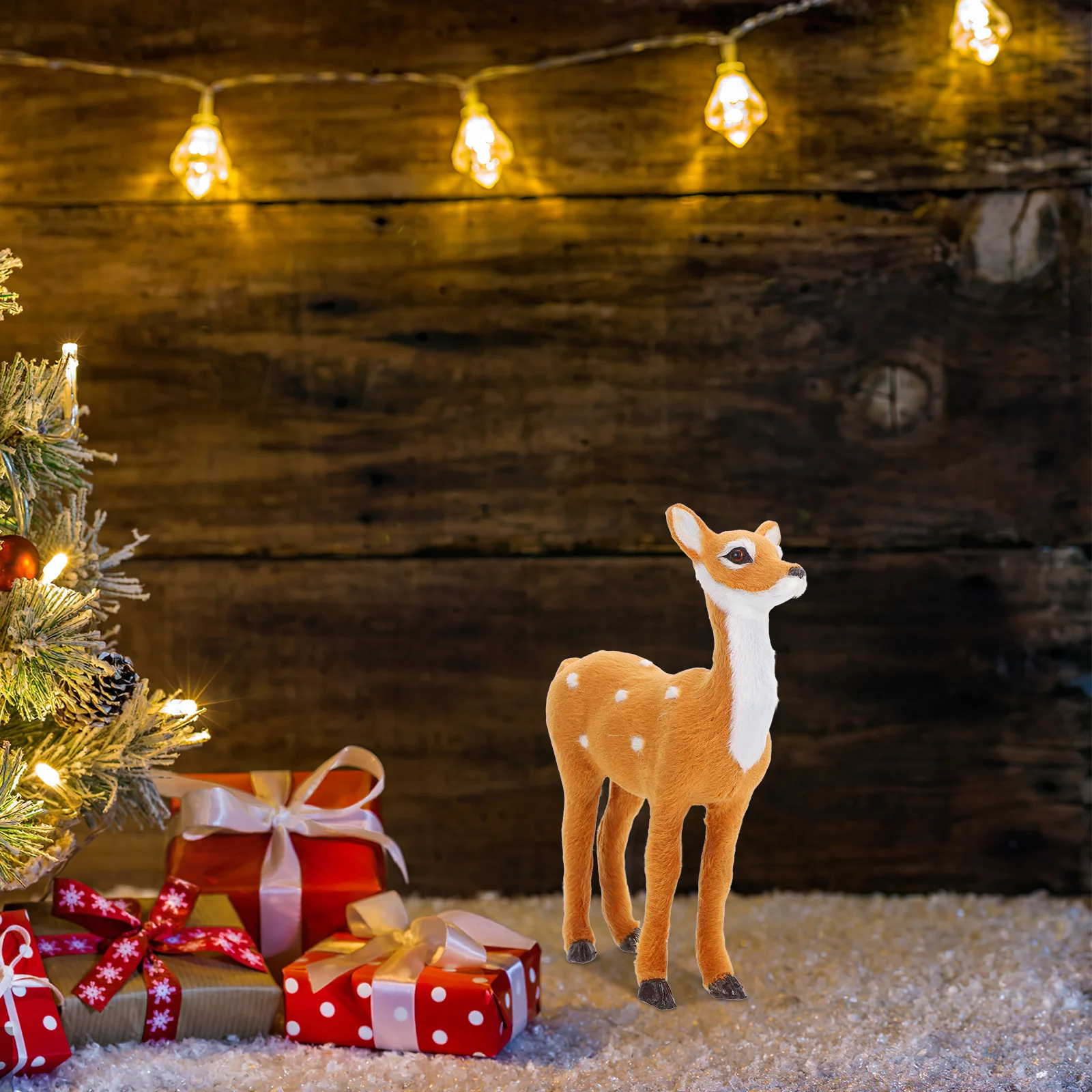 

Simulation Elk Small Size Desktop Xmas Ornament Holiday Decoration Craft Statue For Home Living Room Bedroom Office Indoor