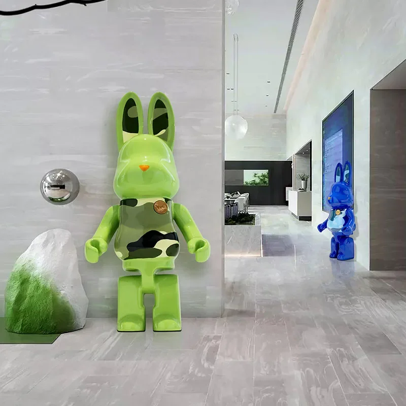 Live Room Decor Modern Home Decor Cartoon Rabbit Creativity Statue Sculpture Large Animal Statue Office Decoration Resin Figurin