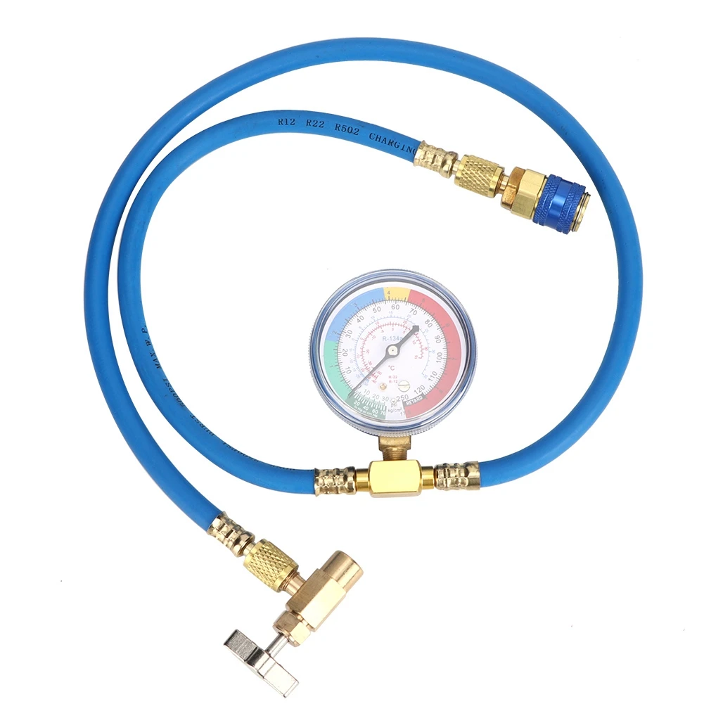 R134A Recharge Measuring Hose Can Tap Gauge Refrigerant Charging Pipe Gauge Measuring Kit Copper Auto Car Accessories