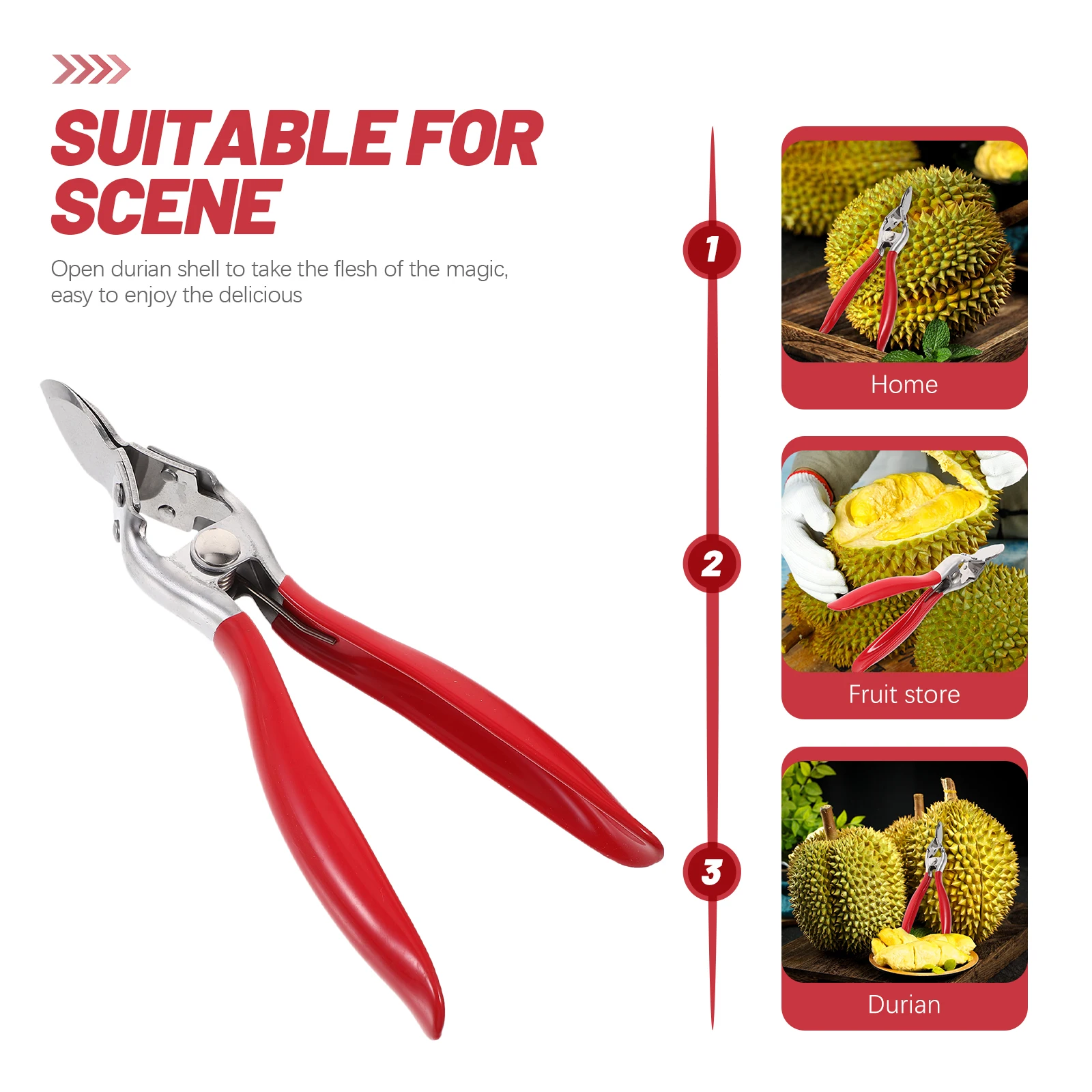 

Stainless Steel Durian Opener Fruits Separator Kitchen Gadget Watermelon Opening Tool Home Use Fruit Shelling Aid