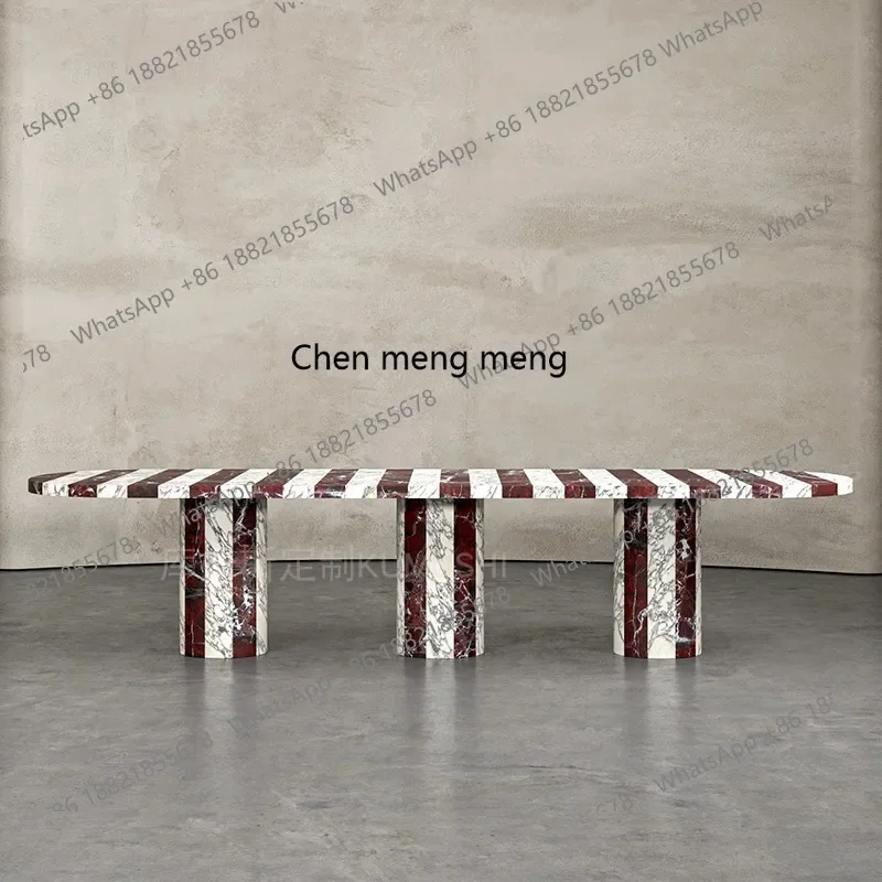 X188 Italian Minimalist Natural Marble Dining Table Luxury Designer Rectangular Dining Table High-end Customization