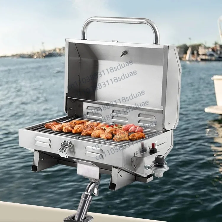 Verstellbarer Marine-Bootsgrill mit Schräg-Halterung - Propangasgrill Bootszubehör