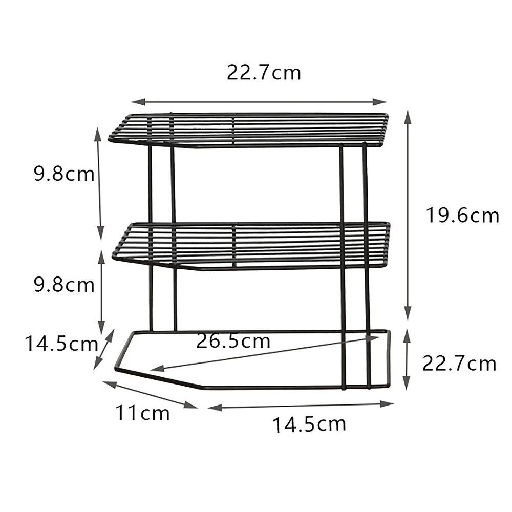 1Pcs Tier Cabinet Corner Shelf Multipurpose Organization Rack for Cups Dishes Cupboard Pantry Kitchen Organizer Black