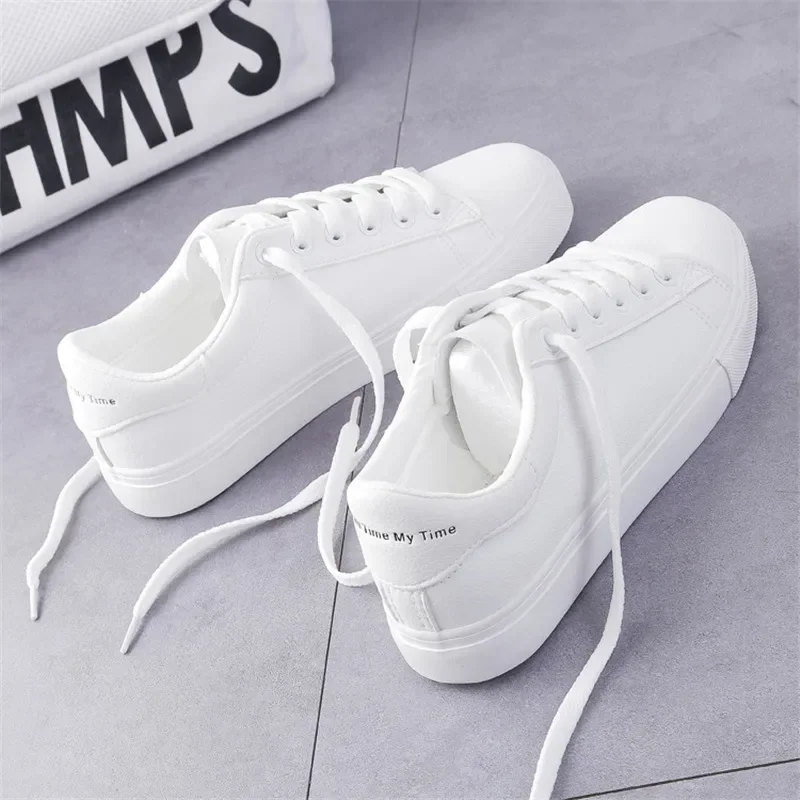 Women Sneakers 2024 Fashion Breathble Vulcanized Shoes Pu Leather Platform Shoes White Lace Up Casual Shoes Zapatos Mujer