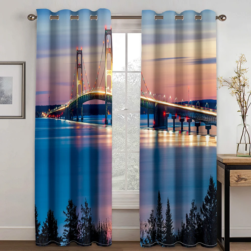 

Ready-made Urban Bridge Curtains for Living Room Blackout Window Curtain for Bedroom Living Room Bathroom Kicthen Home Decor