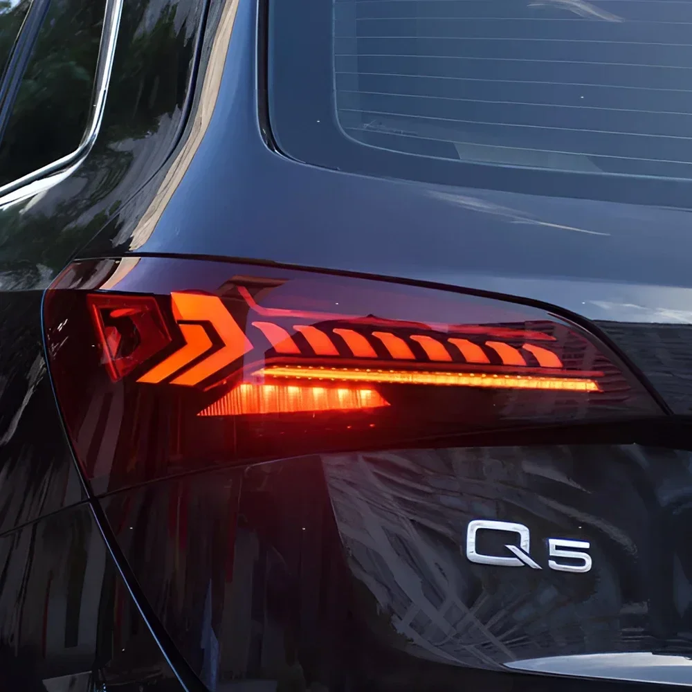 For Audi Q5 2008-2018 Auto Rear Back Lamp Assembly Upgrade Q7 Style LED Dynamic Flicker Car Taillights Accessories