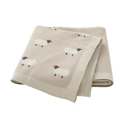 Manta de punto de algodón para bebé recién nacido, edredón de oveja de dibujos animados a cuadros, funda suave para dormir