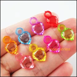 100Pcs Clear Mixed Plastic Acrylic Tiny Heart Charms Pendants 10x16mm