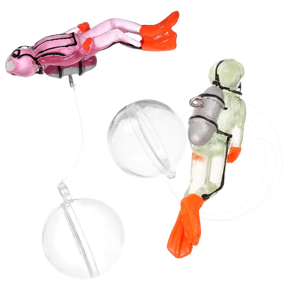 

2 Pcs Luminous Diver Resin Decor Floating Fish Tank Ornaments Cartoon Diver Aquarium Pet Supplies Underwater Glow