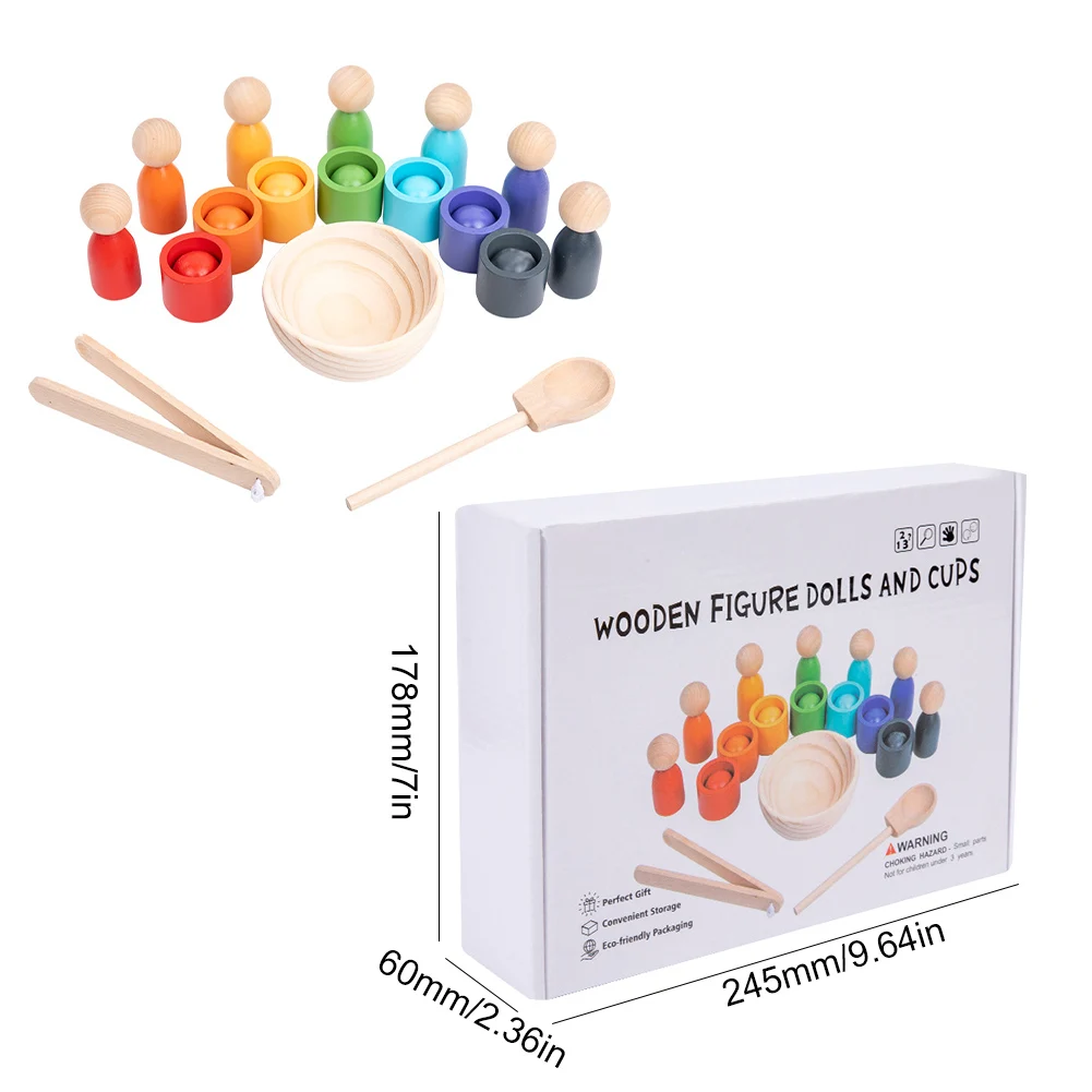 Houten Montessori Sorteerspel Multifunctioneel Montessori Kleursorteerspeelgoed Kleurafstemmingsspeelgoed voor Outdoor Travel School