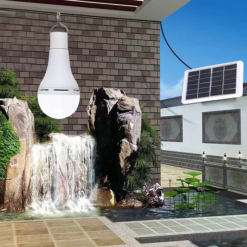 LED Solar Bulb Light Waterproof Outdoor 5V USB Charged Hanging Emergency Sunlight Powered Lamp Portable Powerful Indoor House