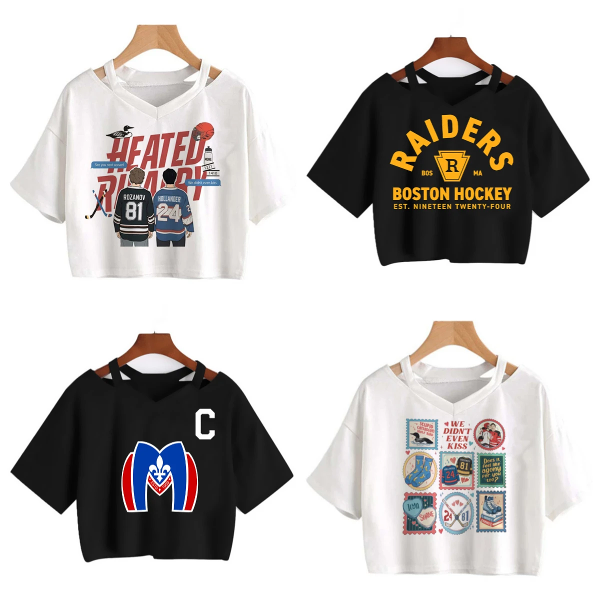 Heated Rivalry Cropped T Shirt Women Sexy Graphic CropTops Gothic Vintage T-Shirt Fashion Y2k Streetwear Clothing Female