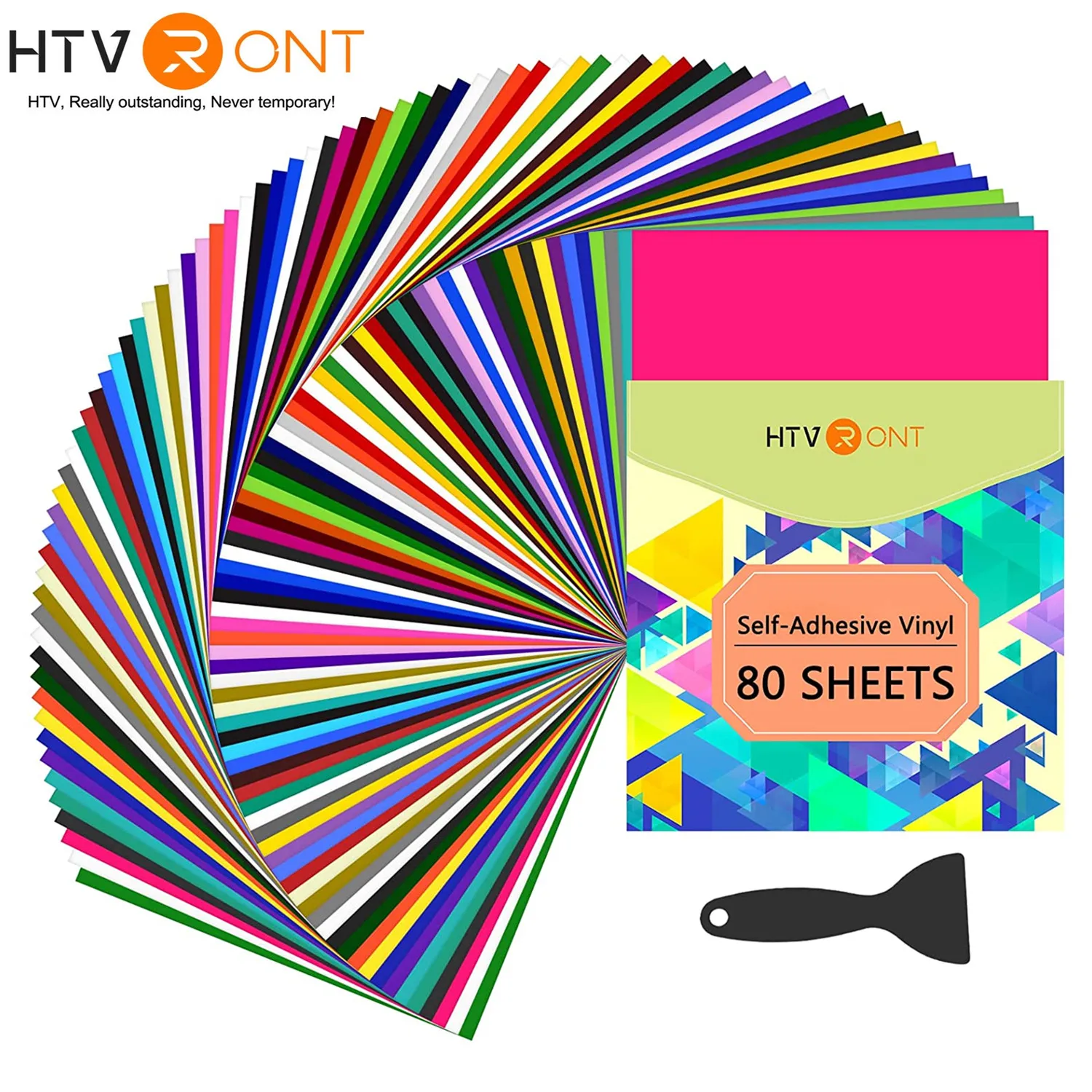 HTVRONT 80/40pc Multi Color Permanent Self Adhesive Vinyl Sheets Sticker Bundle for Cricut Craft DIY Glass Wall Decor 12X12 Inch