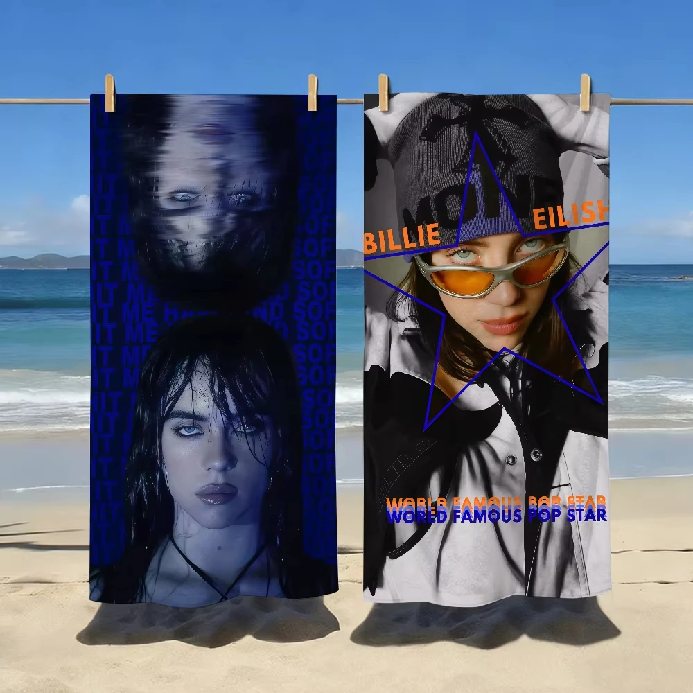 B-Billie E-Eilish Beach Towel, Sports Quick Dry Travel Camping Gear Sandproof Soft Lightweight for Swimming Pool Gift