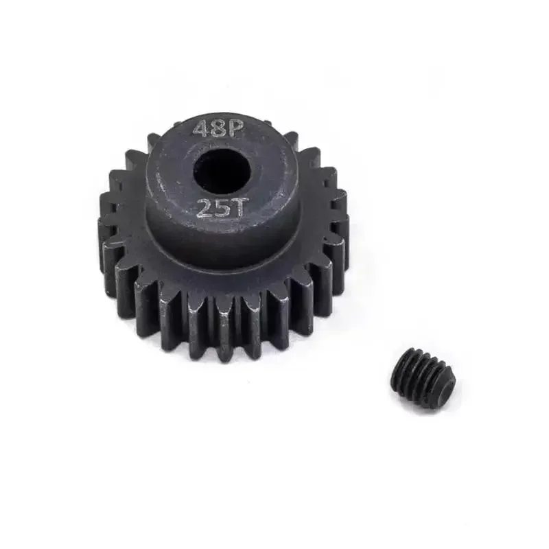 Pinhão metálico de aço preto, engrenagem do motor para carro modelo RC 1/10, 48DP, 3.175mm, 12t, 13t, 14t, 15t, 16t, 17t, 18t, 19t, 20t, 22t, 24t, 25t