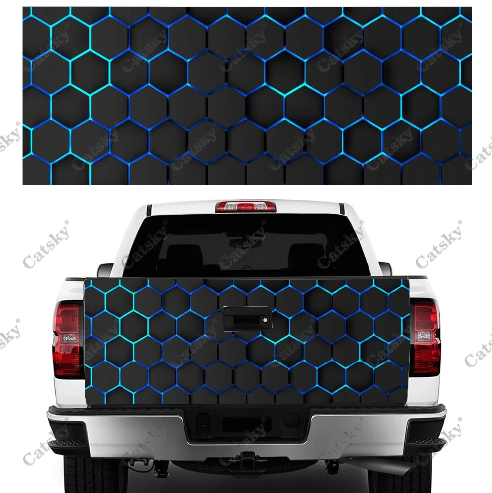 Rainbow Hexagon Car Tail Trunk Protect Vinly Wrap Sticker Decal Auto Hood Decoration Engine Cover for SUV Off-road Pickup